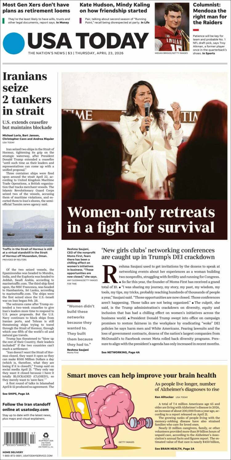 Portada de USA Today (USA)