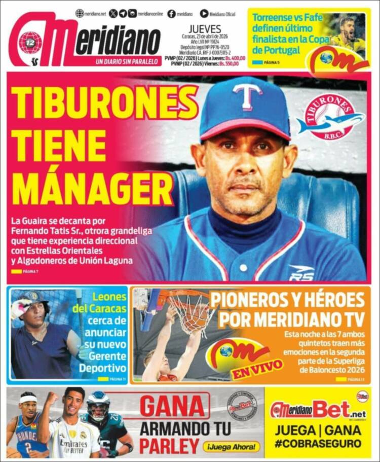 Portada de Meridiano (Venezuela)