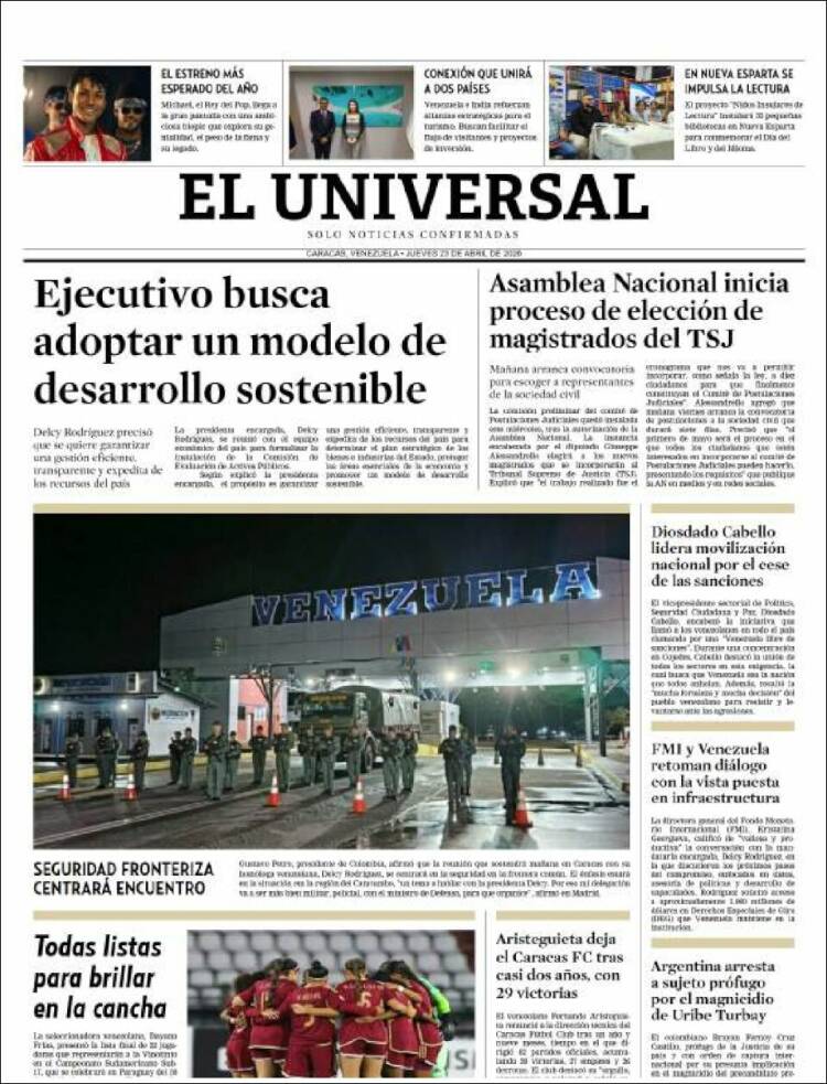 Portada de Universal (Venezuela)