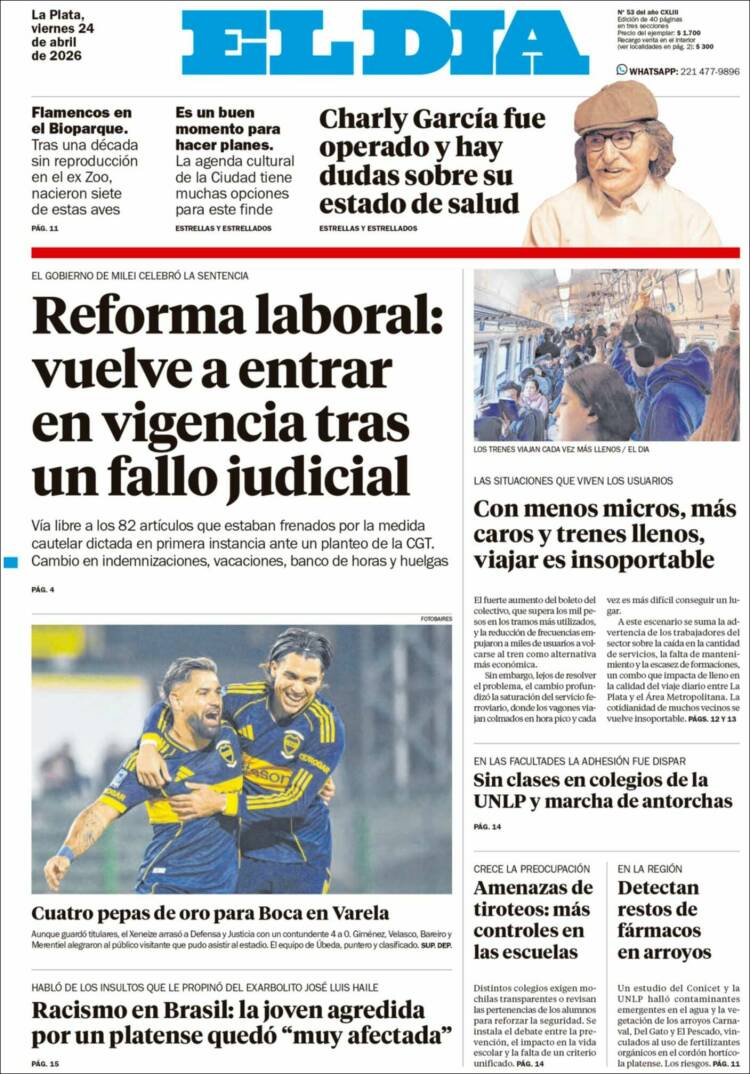 Portada de El Día de la Plata (Argentina)