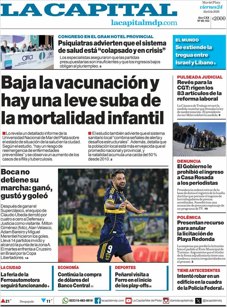Portada de Diario La Capital - Mar del Plata (Argentina)
