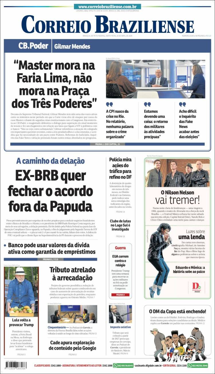Portada de Correio Braziliense (Brasil)