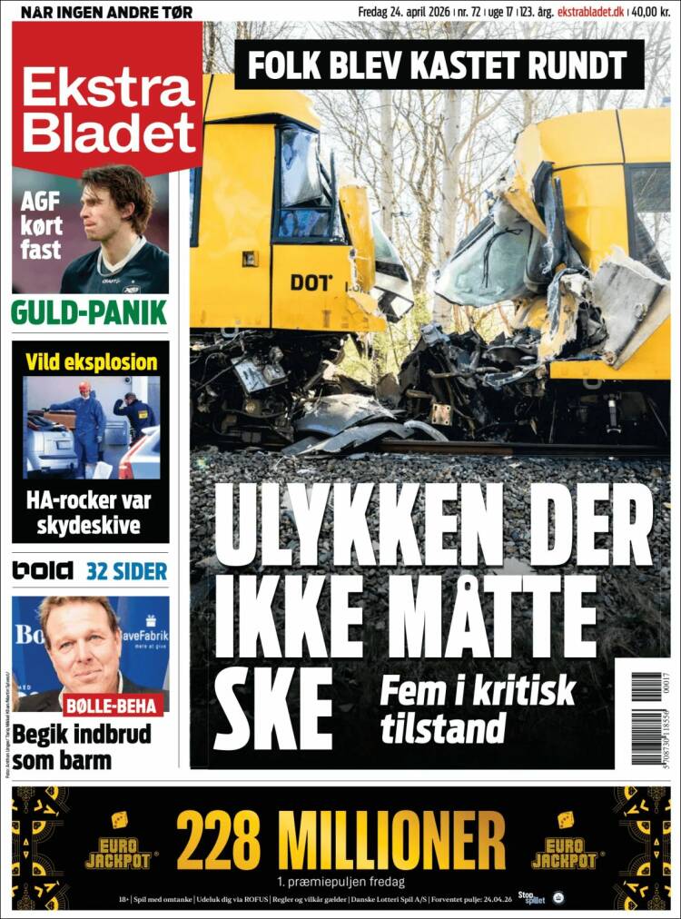 Portada de Ekstra Bladet (Dinamarca)