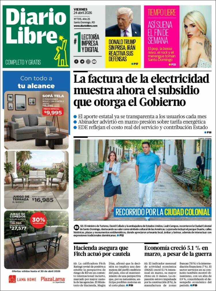 Portada de Diario Libre (R. Dominicana)