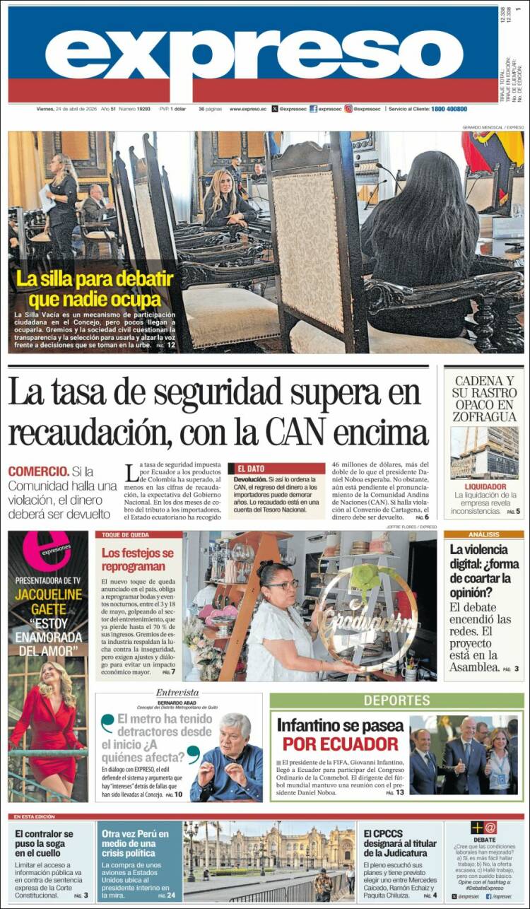 Portada de Expreso (Ecuador)