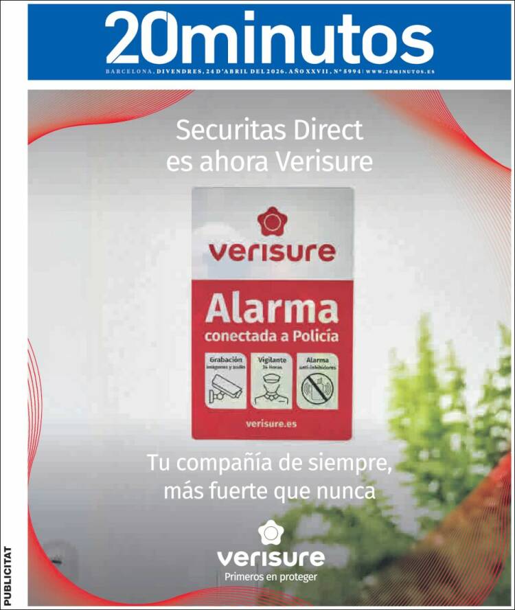 Portada de 20 Minutos - Barcelona (Espa&ntilde;a)