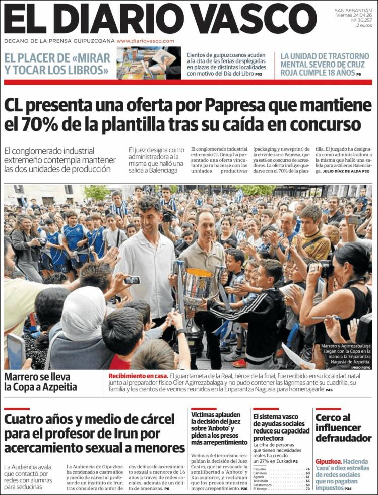 Portada de Diario Vasco (Espa&ntilde;a)