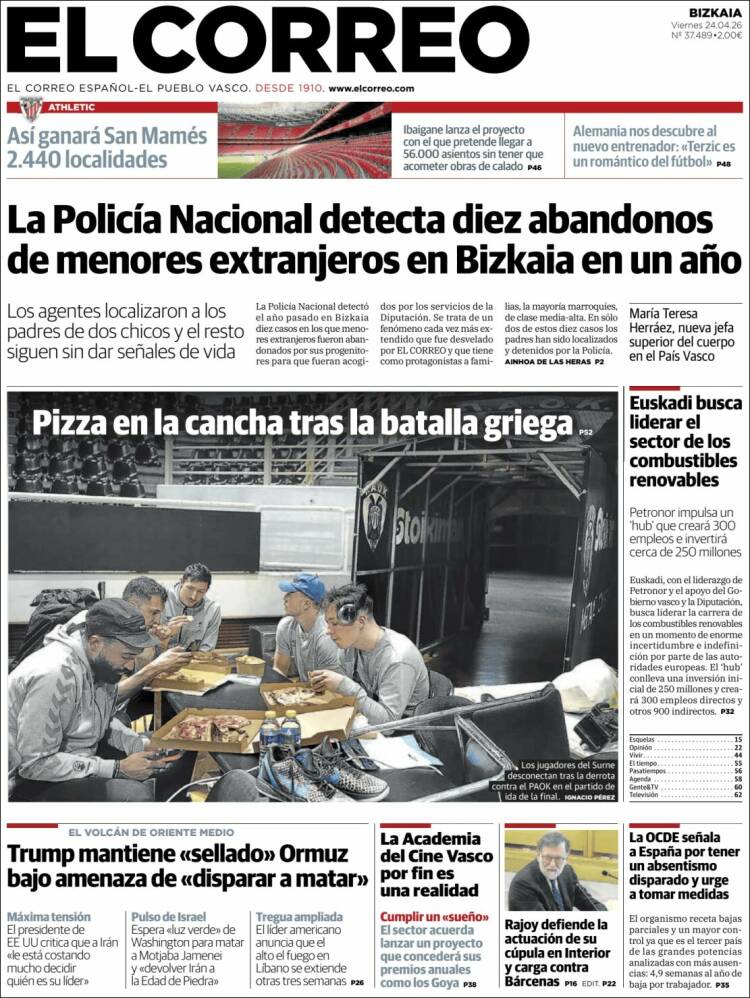 Portada de El Correo (Espa&ntilde;a)
