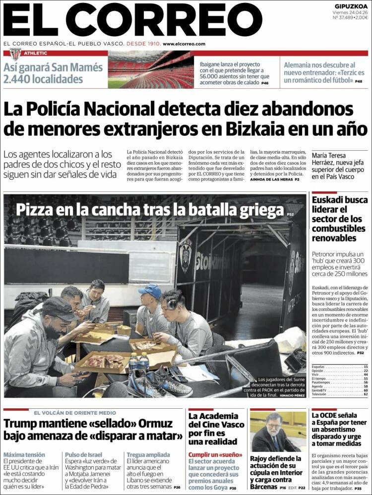Portada de El Correo - Guipuzcoa (Espa&ntilde;a)