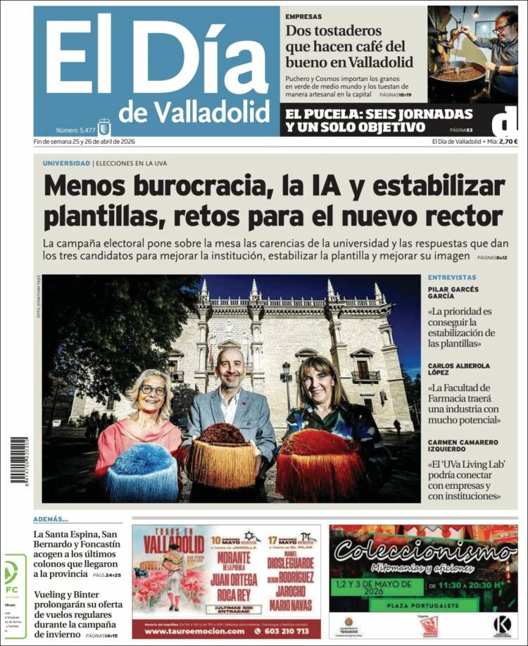 Portada de El Día de Valladolid (Espa&ntilde;a)