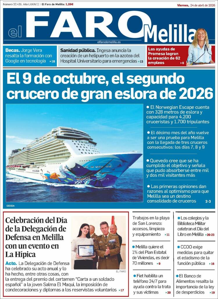 Portada de El Faro de Melilla (Espa&ntilde;a)
