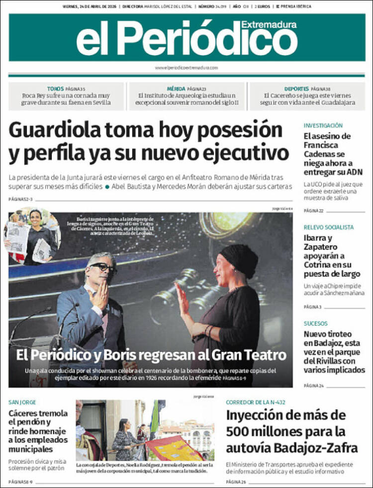 Portada de El Periódico de Extremadura (Espa&ntilde;a)