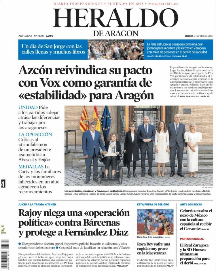 Portada de Heraldo de Aragón (Espa&ntilde;a)