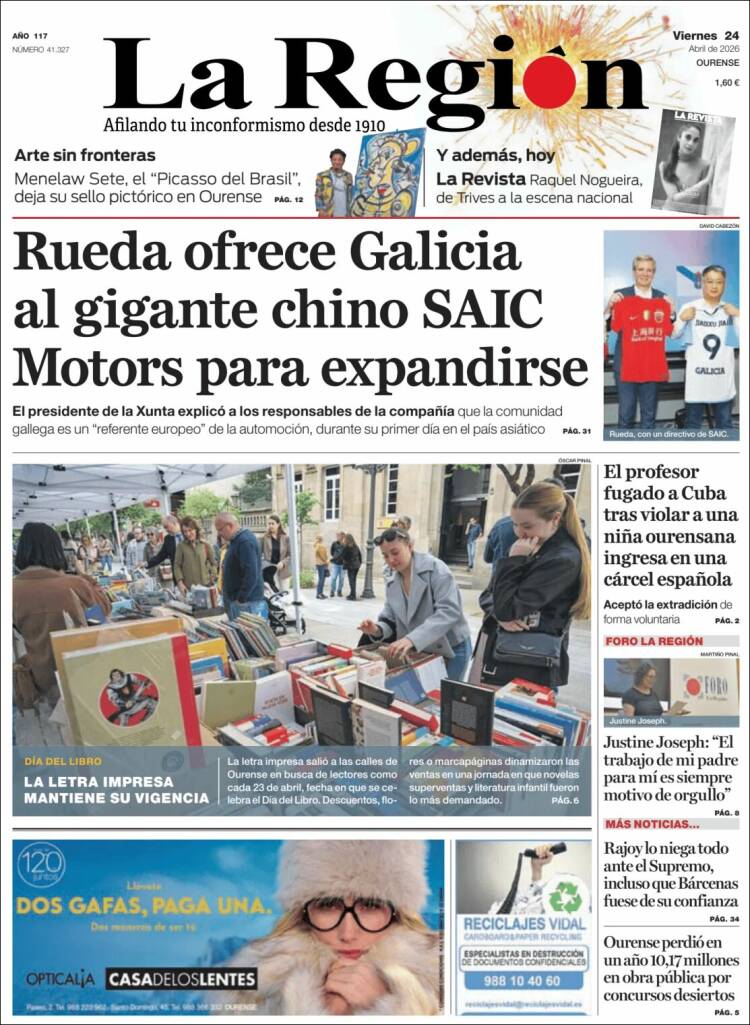 Portada de La Región de Ourense (Espa&ntilde;a)