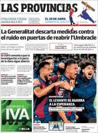 Portada de Las Provincias (Espa&ntilde;a)