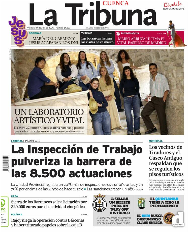Portada de La Tribuna de Cuenca (Espa&ntilde;a)