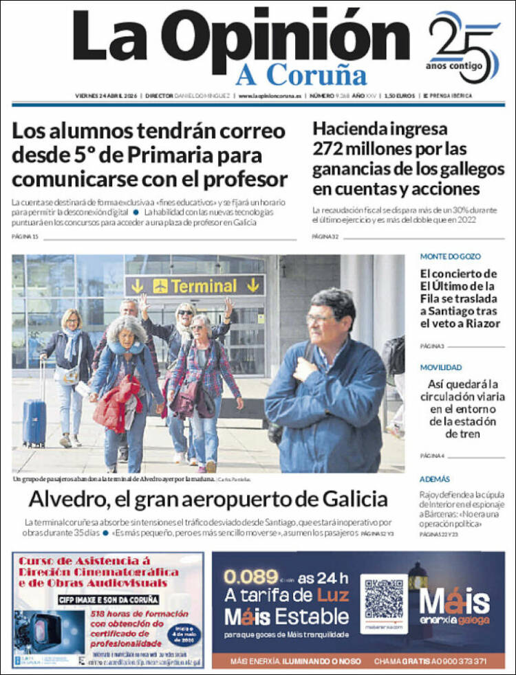 Portada de La Opinión de A Coruña (Espa&ntilde;a)