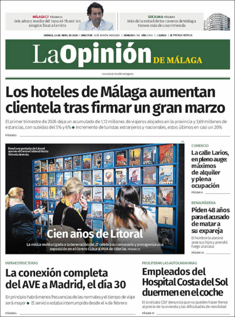 Portada de La Opinión de Málaga (Espa&ntilde;a)