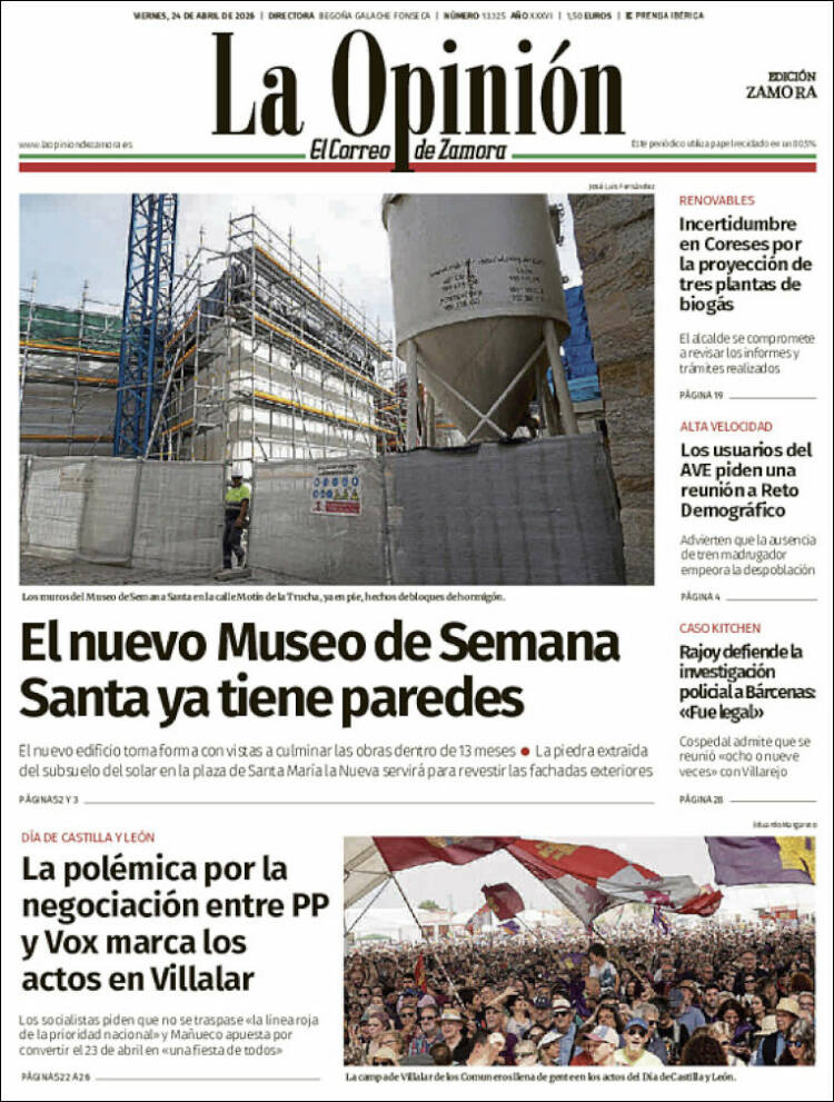 Portada de La Opinión - El Correo de Zamora (Espa&ntilde;a)