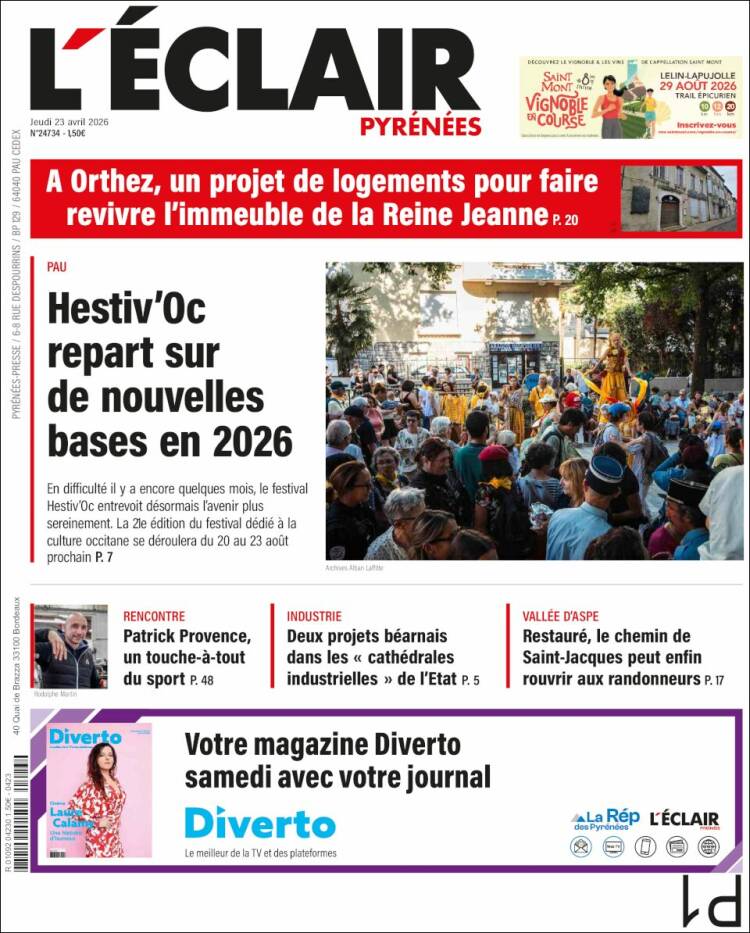 Portada de L'Eclair des Pyrénées (Francia)