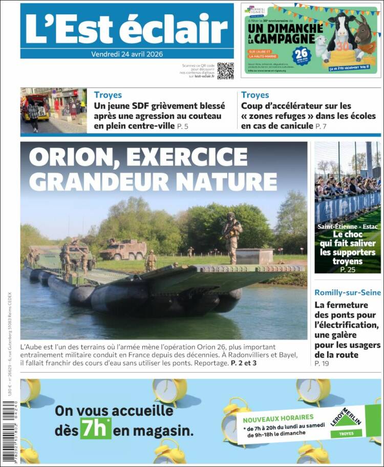 Portada de L'Est Eclair (Francia)