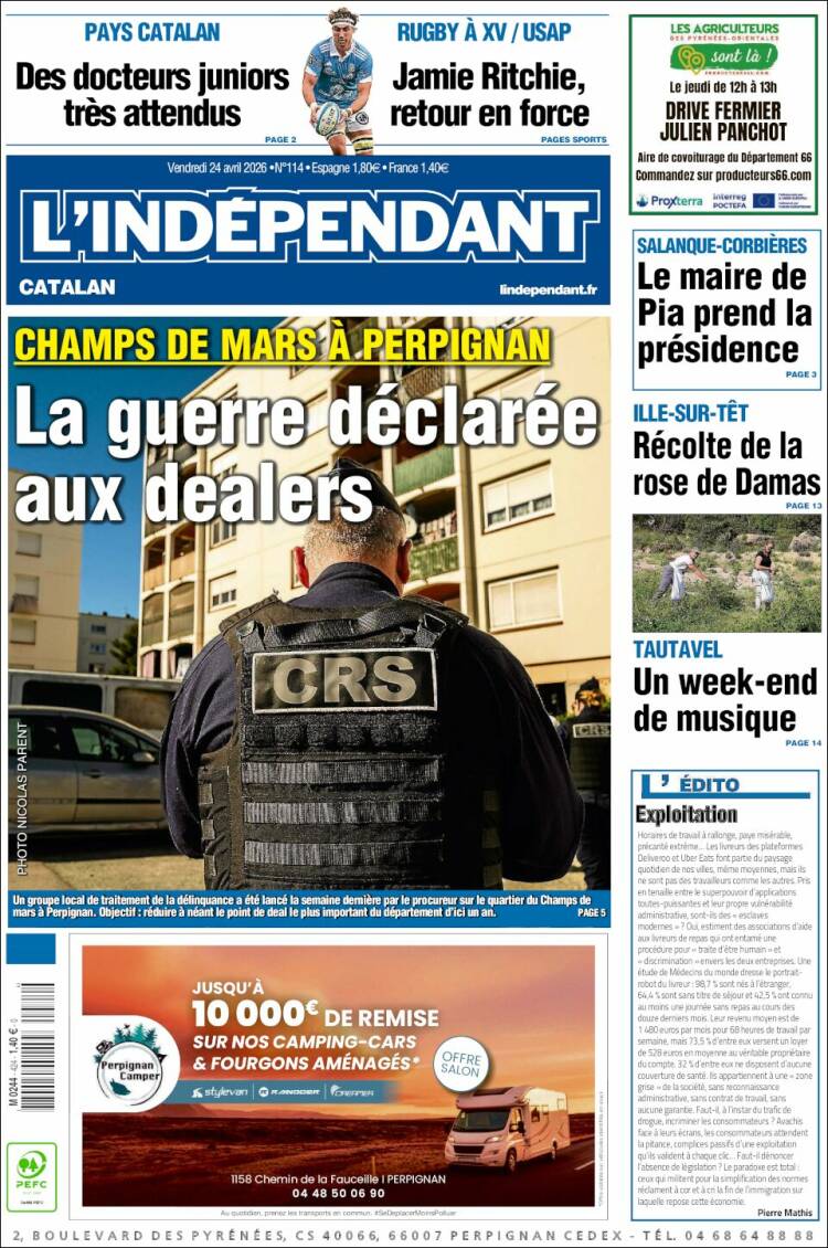 Portada de Le Indépendant (Francia)