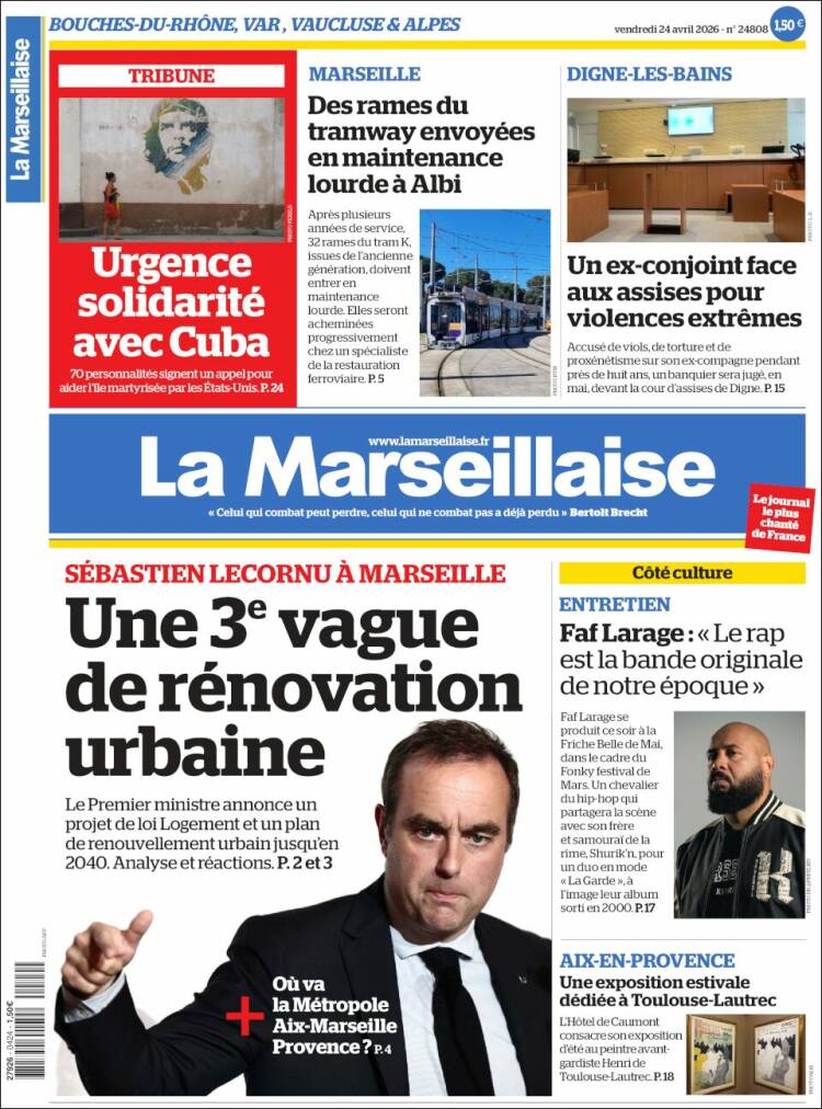 Portada de La Marseillaise (Francia)