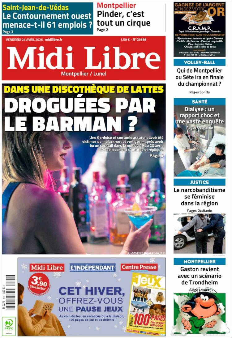 Portada de Midi Libre (Francia)