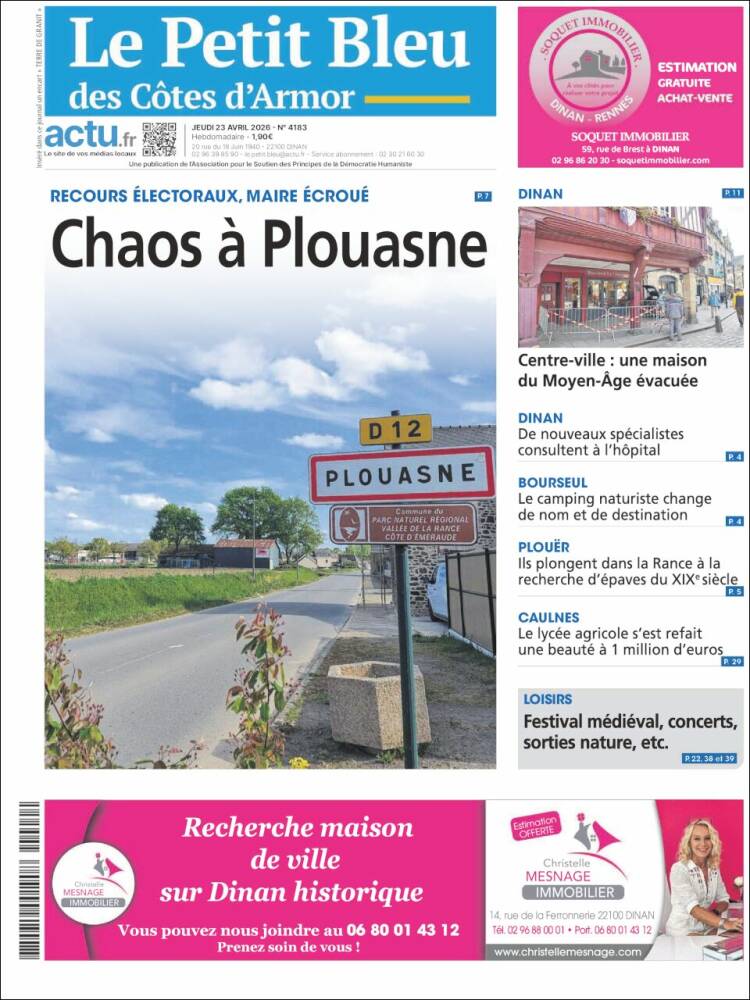 Portada de Le Petit Bleu (Francia)