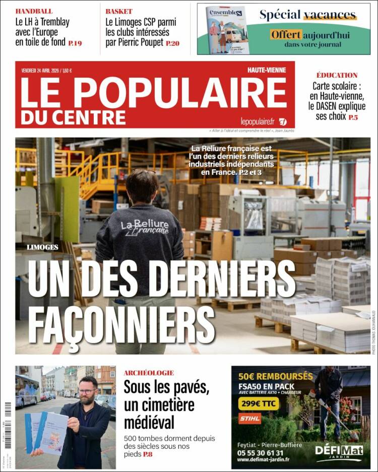 Portada de Le Populaire du Centre (Francia)