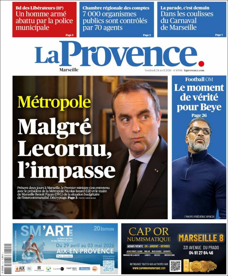Portada de La Provence (Francia)