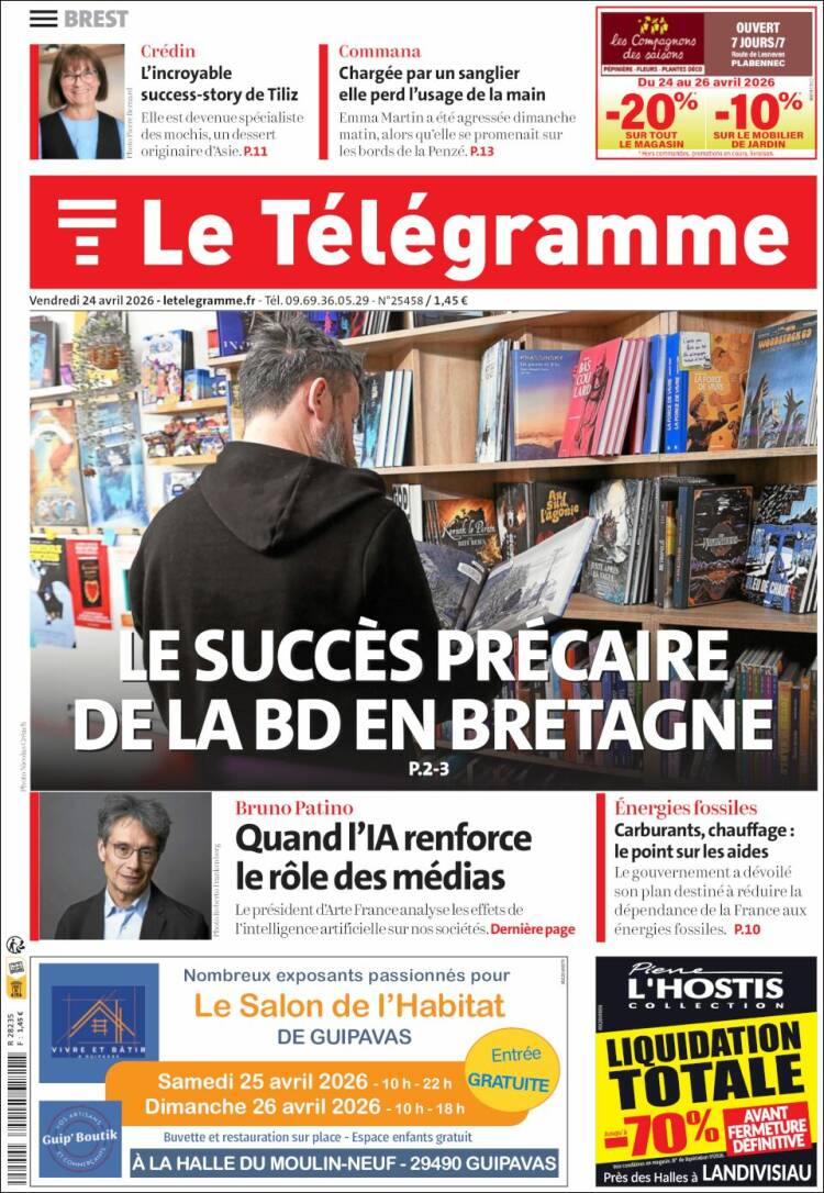 Portada de Télégramme (Francia)