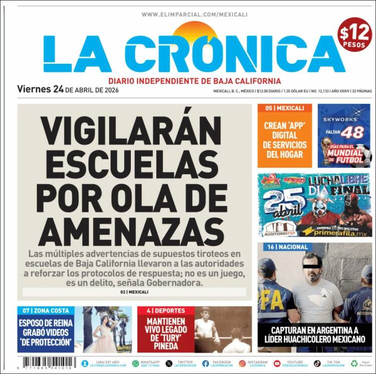 Portada de La Crónica de Baja California (M&eacute;xico)