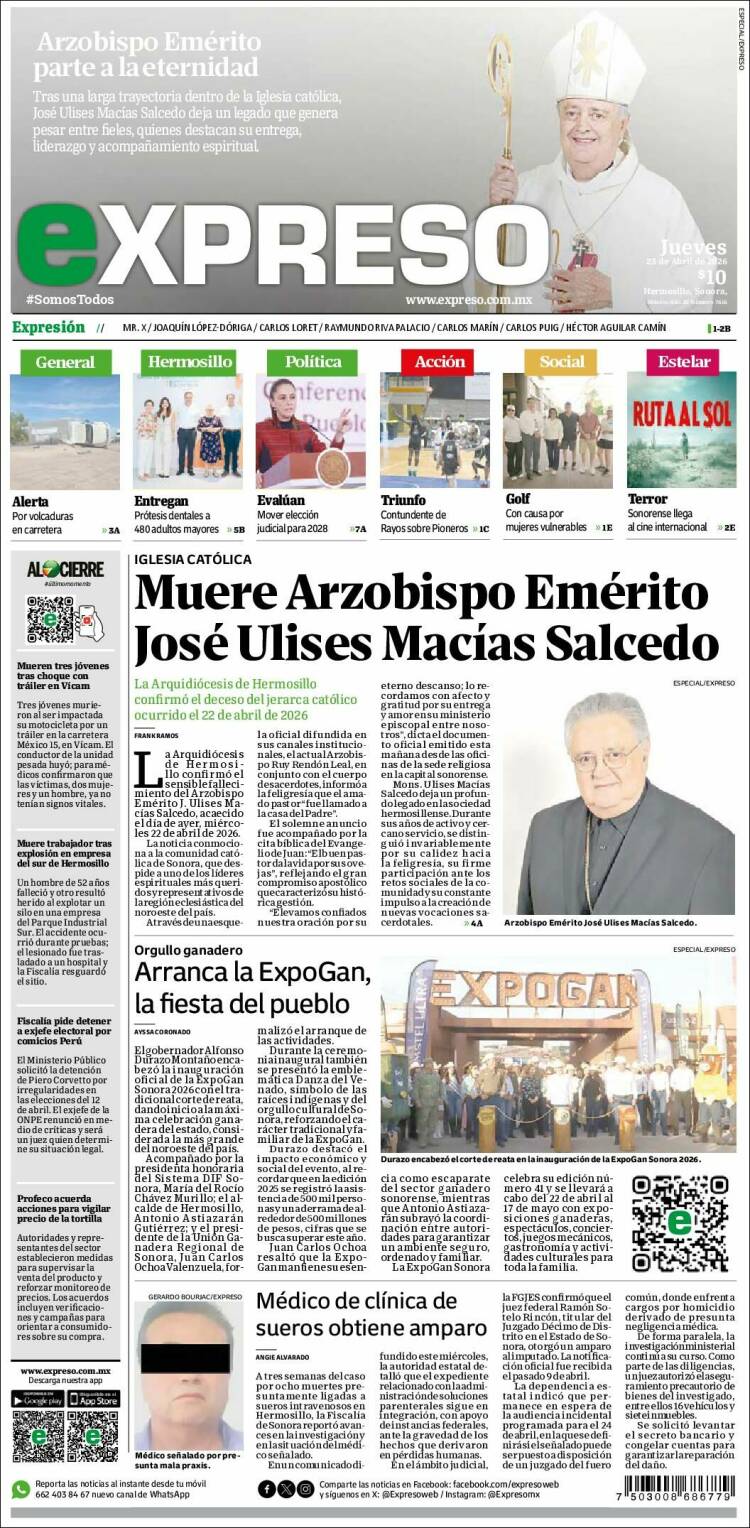 Portada de Expreso (M&eacute;xico)