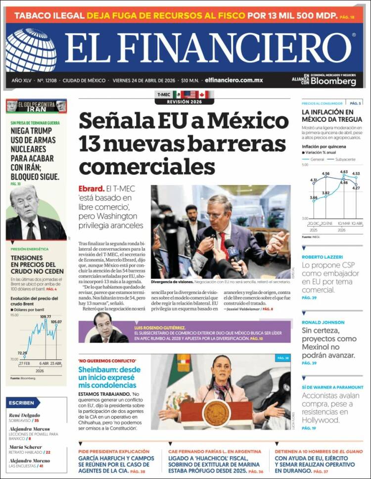 Portada de El Financiero (M&eacute;xico)