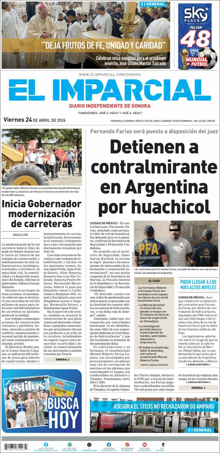 Portada de El Imparcial (M&eacute;xico)