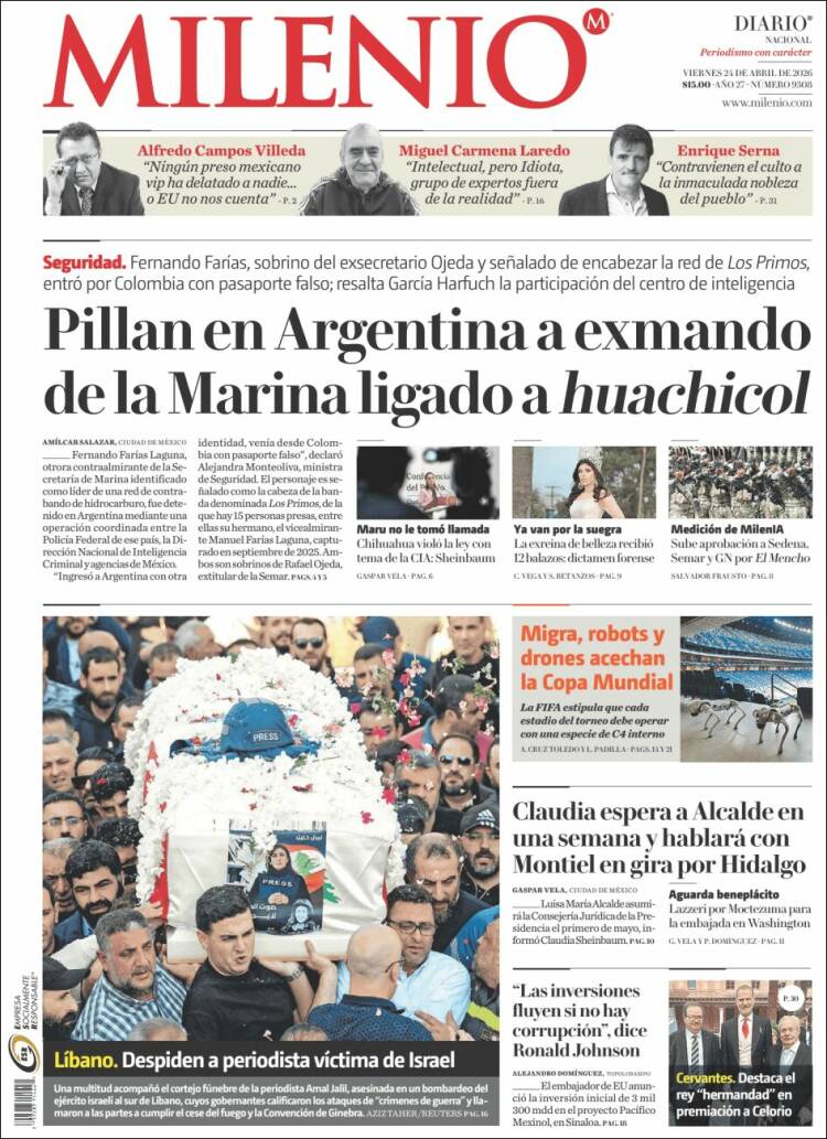 Portada de Milenio (M&eacute;xico)