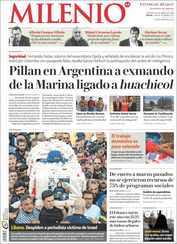 Portada de Milenio - Estado de México (M&eacute;xico)