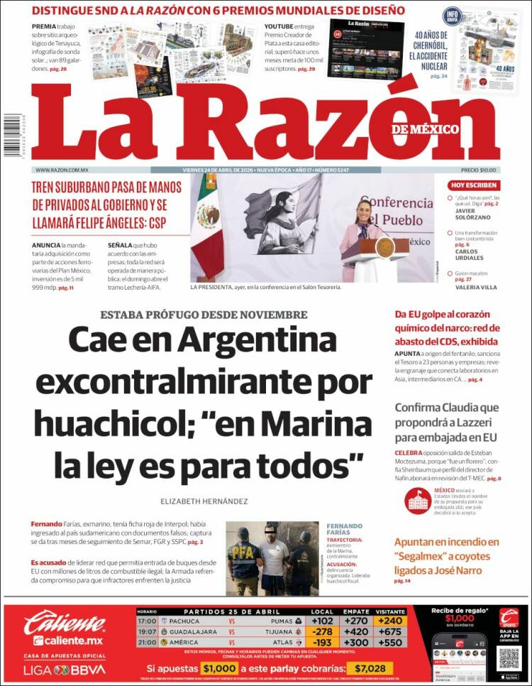 Portada de La Razón (M&eacute;xico)