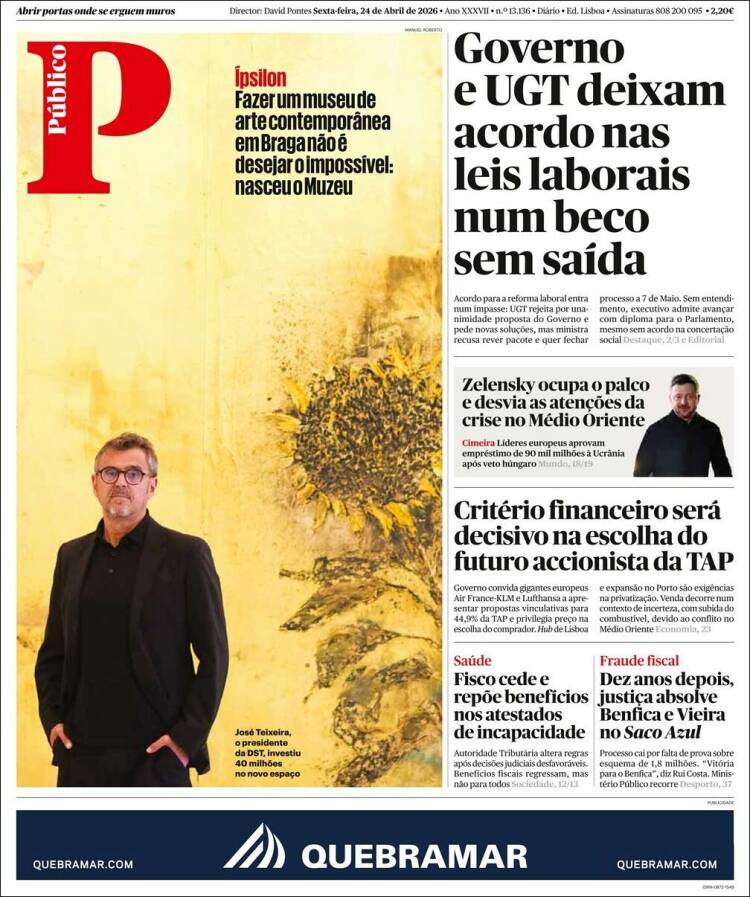Portada de Público (Portugal)