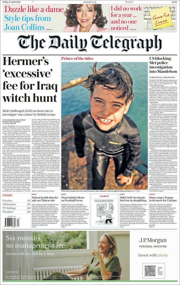 Portada de Daily Telegraph (United Kingdom)