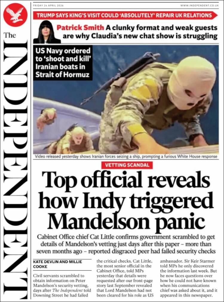 Portada de The Independent (United Kingdom)