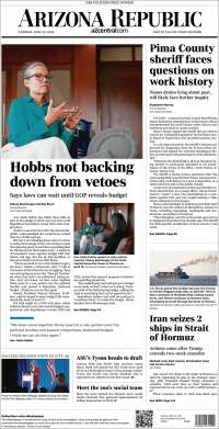 Portada de Arizona Republic News (USA)