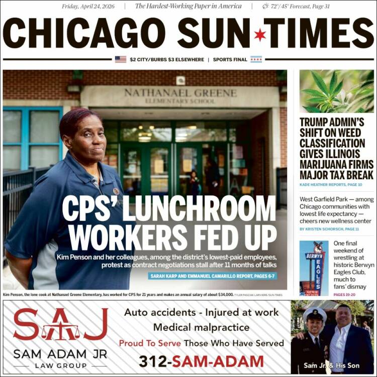 Portada de Chicago Sun-Times (USA)