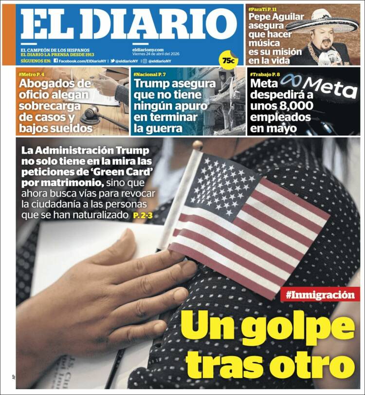 Portada de El Diario NY (USA)