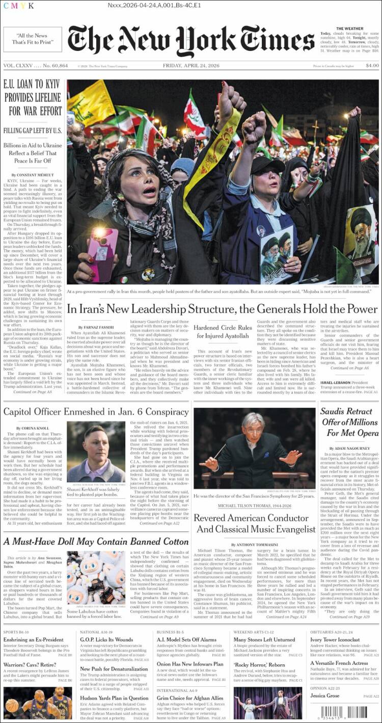 Portada de New York Times (USA)