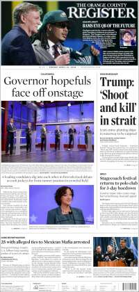 Portada de The Orange County Register (USA)