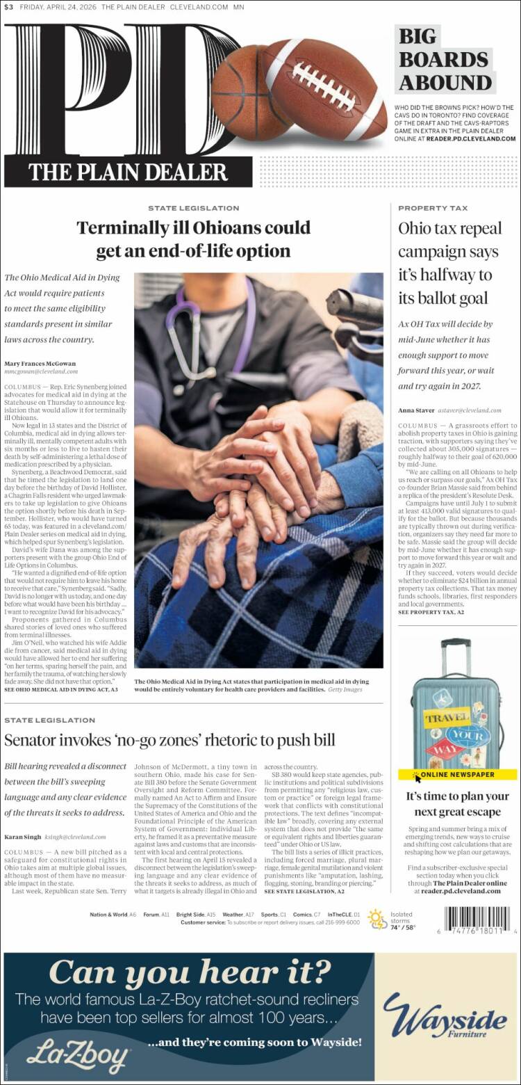 Portada de The Plain Dealer (USA)