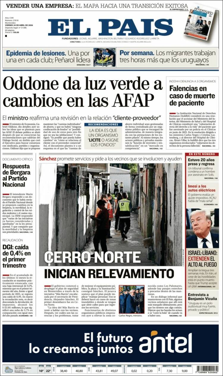 Portada de El País (Uruguay)