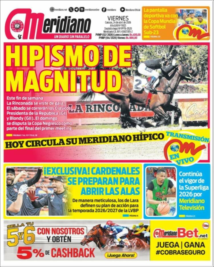 Portada de Meridiano (Venezuela)